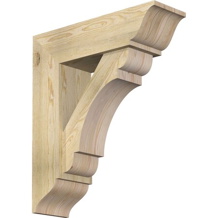 Ekena Millwork Olympic Traditional Rough Sawn Bracket w/ Offset Brace, Douglas Fir, 8"W x 26"D x 30"H BKT0806X26X30OLY01RDF